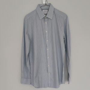 Charles Tyrwhitt Light Blue and White Striped Dress Shirt - Extra Slim 15.5 / 35